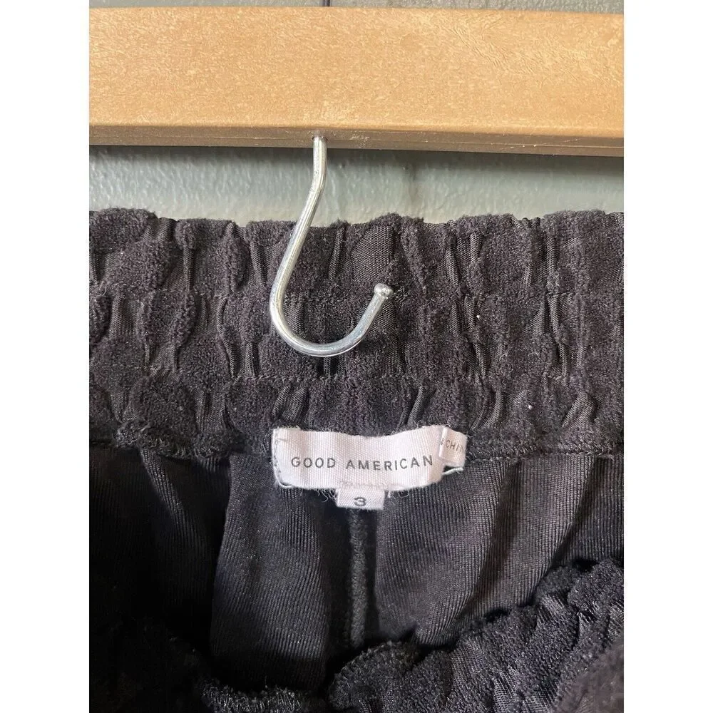 Good American Womens Black Terry Shorts Size 3 GSW0397 001